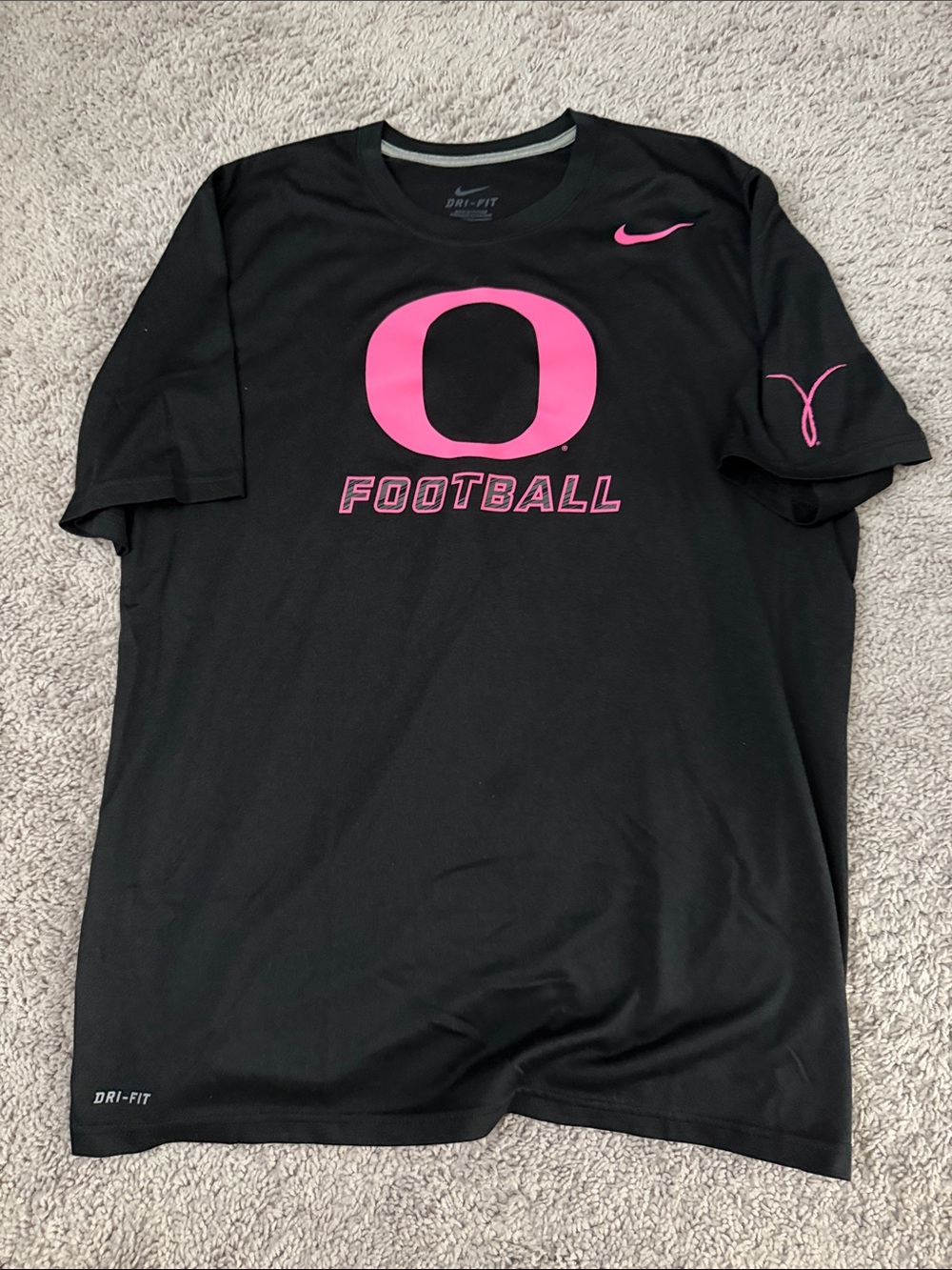 Nike Black Tee with Pink Oregon O Football Logo